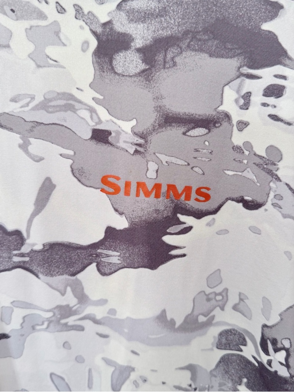 Simms Performance Hooded Fishing Shirt EUC White and Gray Camo Size L - Picture 2 of 5